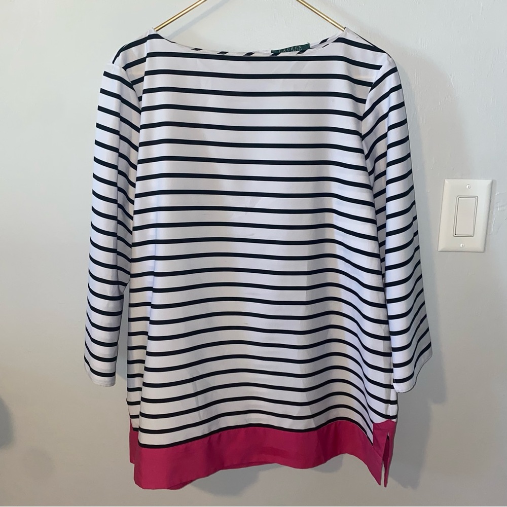 Lauren Ralph Lauren Women’s XL Striped 3/4 Sleeves Pullover Blouse